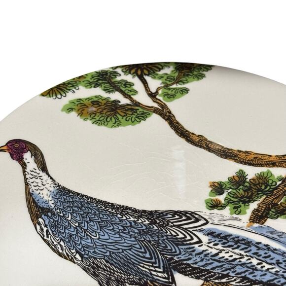 CMG Peacock Pheasant Tree Plate Made In Portugal Handmade 9 Inch Lunch Decor - Picture 5 of 7